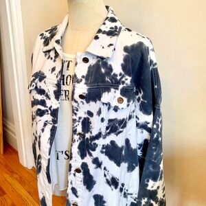 Worthy Threads Tie Dye Denim Boyfriend Trucker Jacket Size S